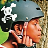 Child wearing helmet